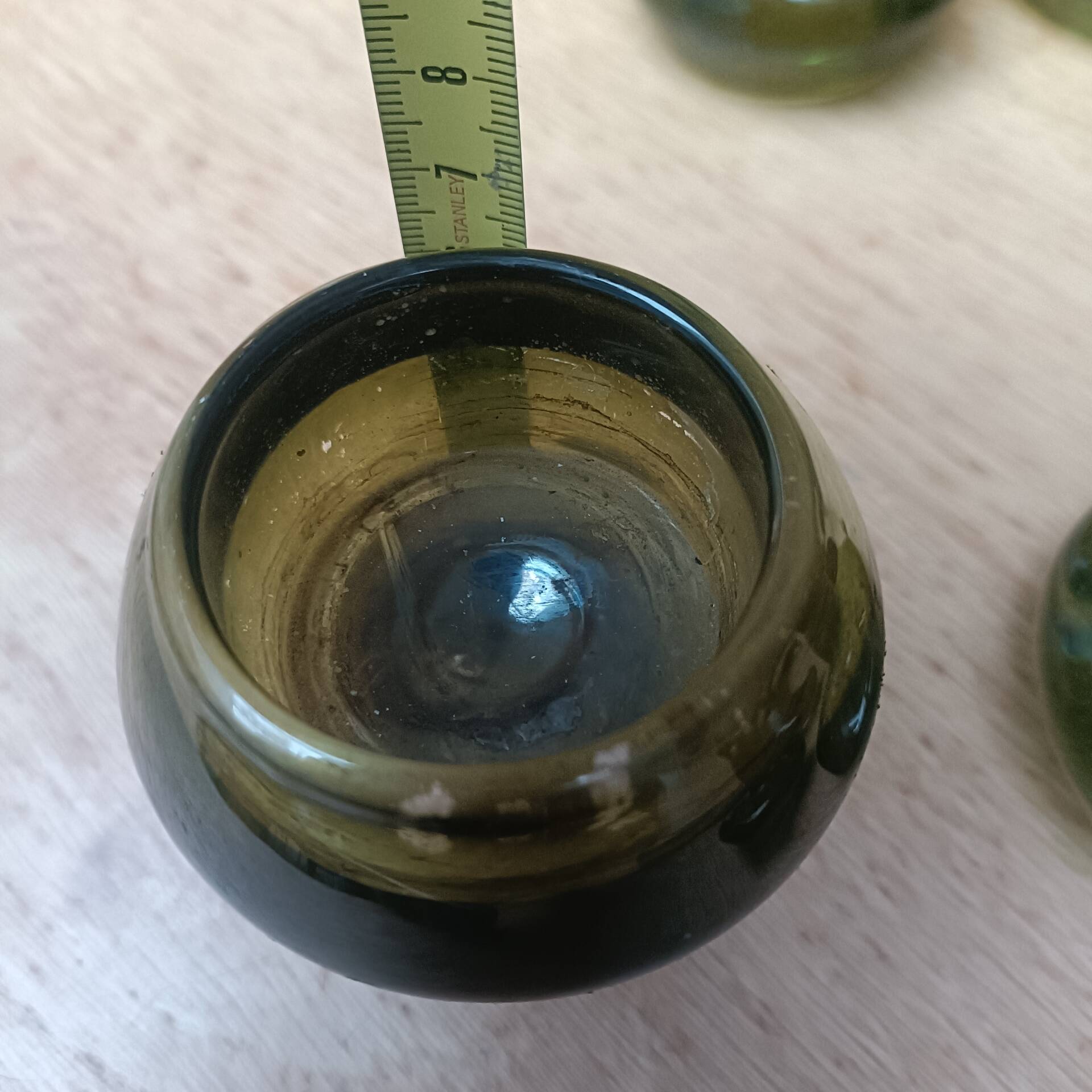Bottle green glass candle holders