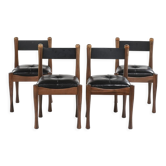 Walnut and leather chairs by Silvio Coppola, circa 1964