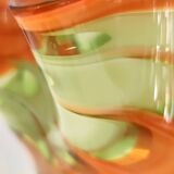 Postmodern Green and Orange Murano Glass Fazzoletto Vase by Fratelli Toso, Italy
