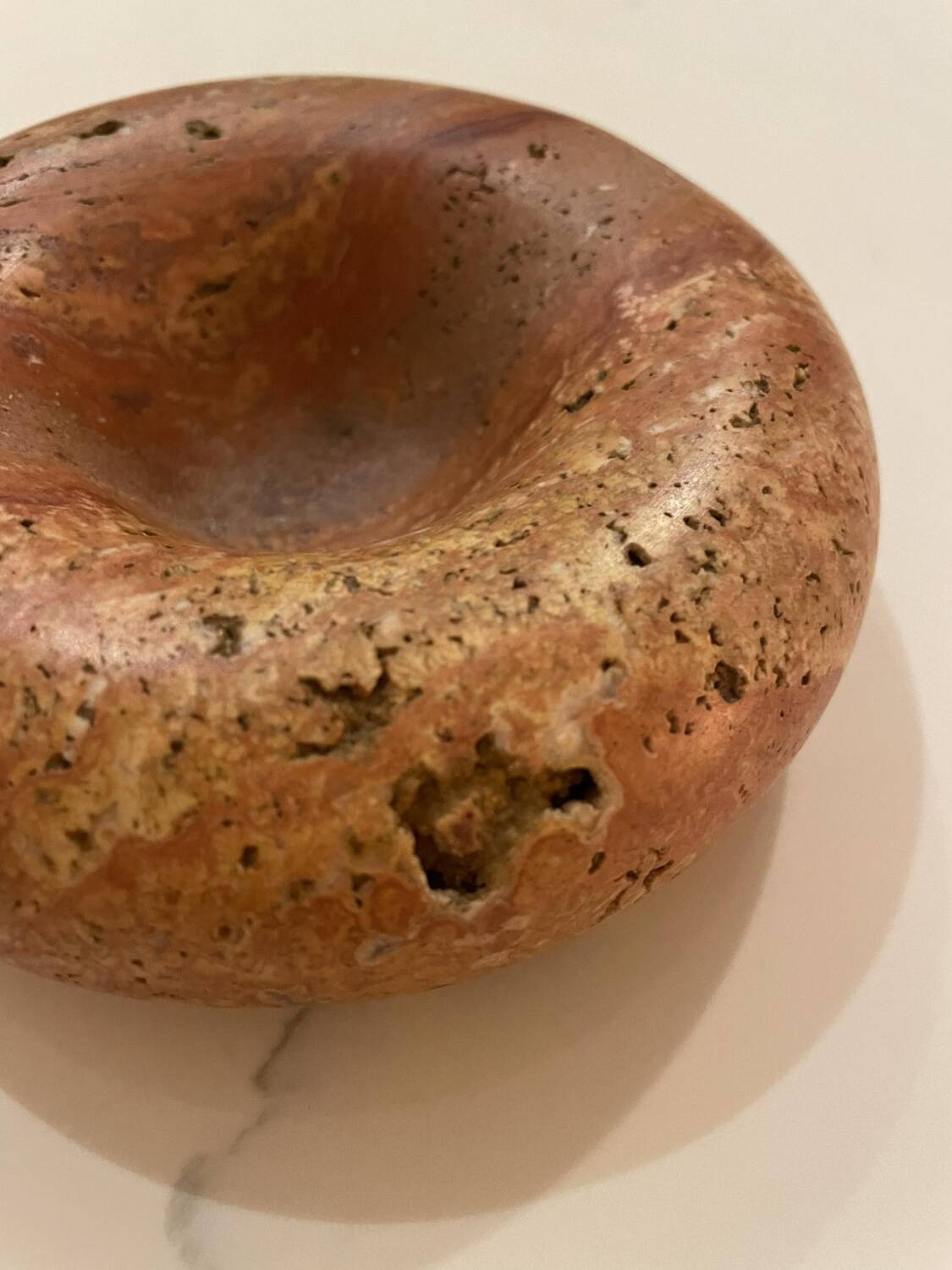 Vintage red travertine ashtray attributed to Sergio Asti for Up&up, Italy, 1970s