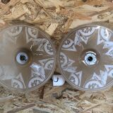 Old pair suspension vianne molded glass + decor + vintage white thread