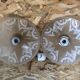 Old pair suspension vianne molded glass + decor + vintage white thread