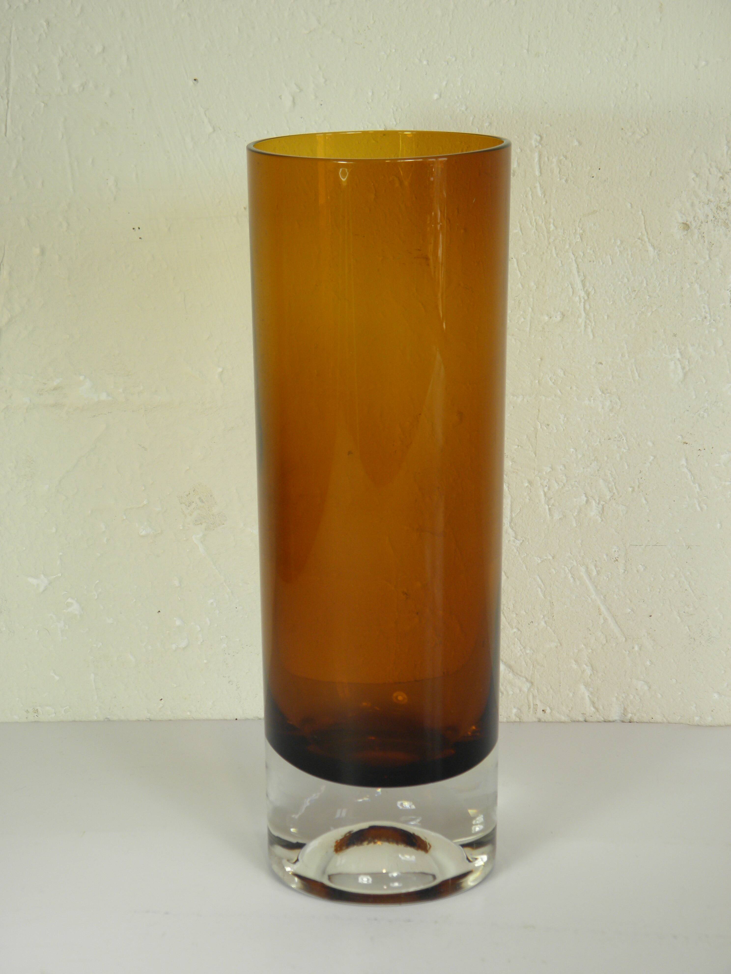 Amber glass vase 25 cm 1970s