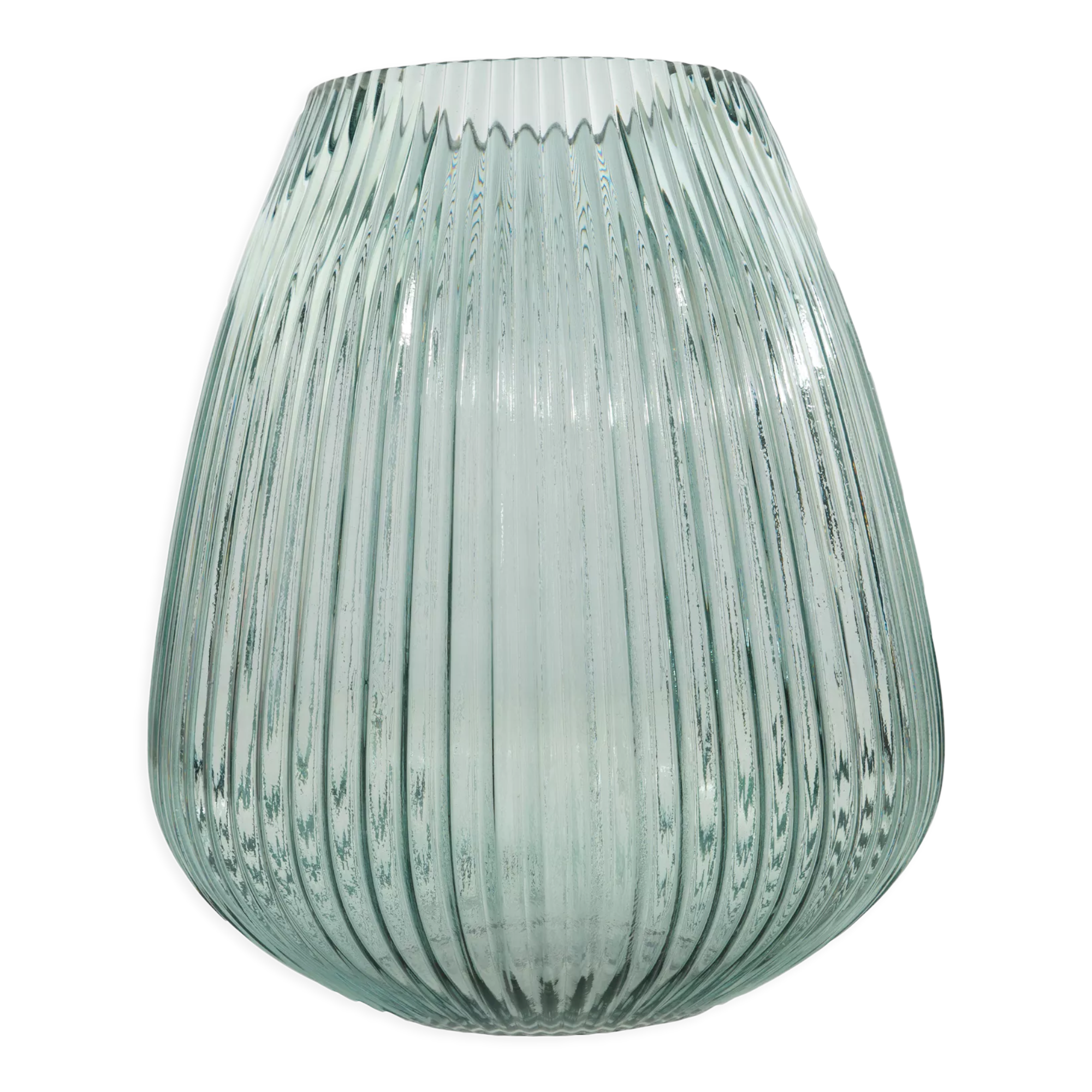 Light green glass vase height 28cm