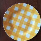 Set of 6 flat plates Digoin yellow Scottish model