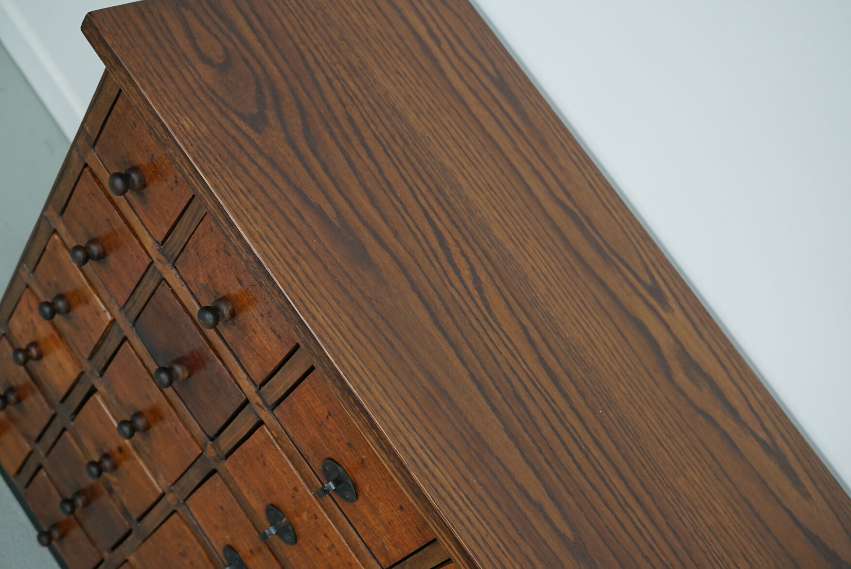 Vintage dutch oak jewelers / watchmakers cabinet, circa 1930