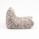 Togo lounge chair with pouf and 2-seater sofa in patterned fabric by Michel Ducaroy for Ligne Roset, set of 3
