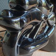 Vintage black ceramic motorcycle table lamp | Harley Davidson style