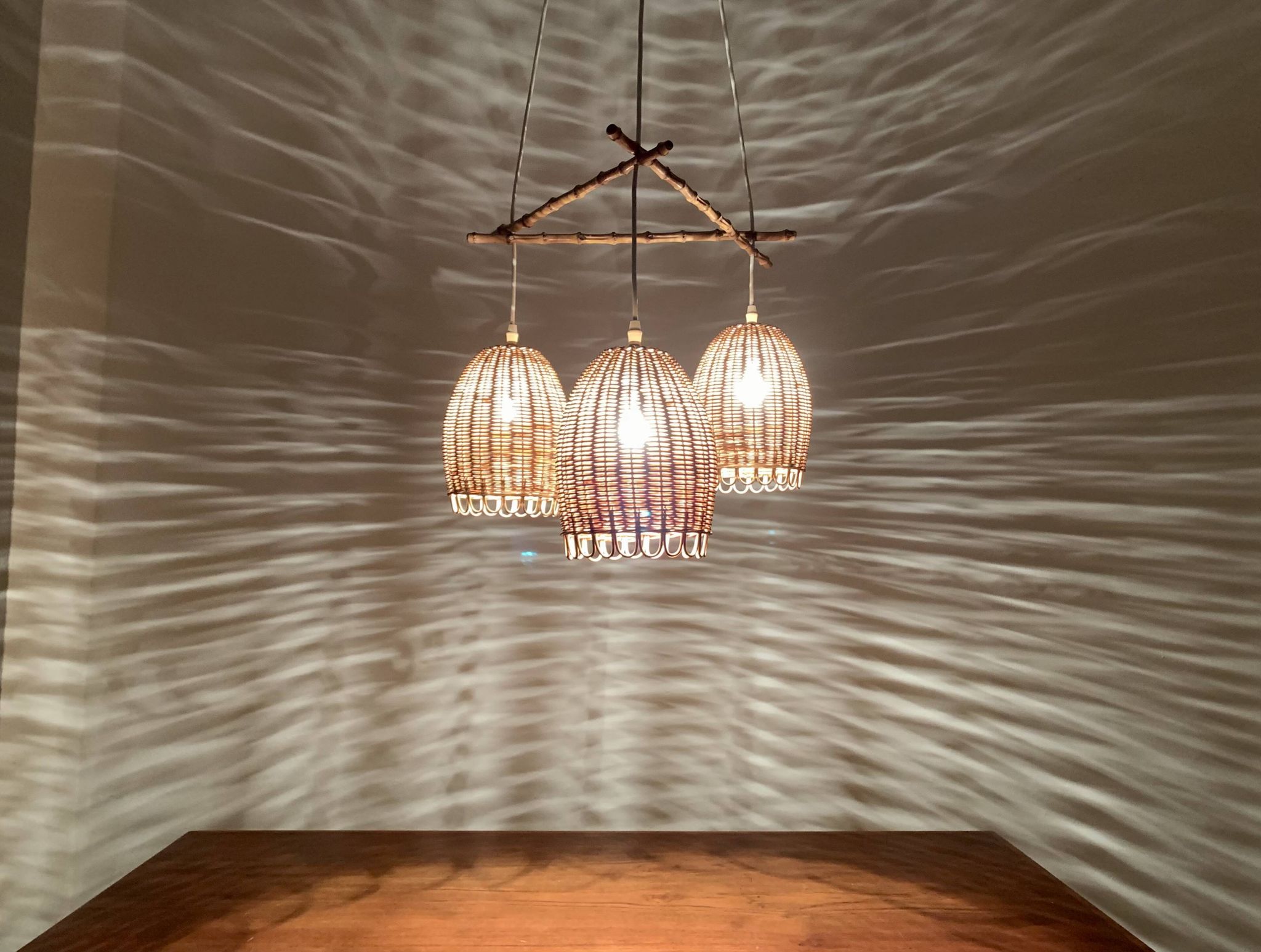 Wicker and Bamboo Cascading Lamp