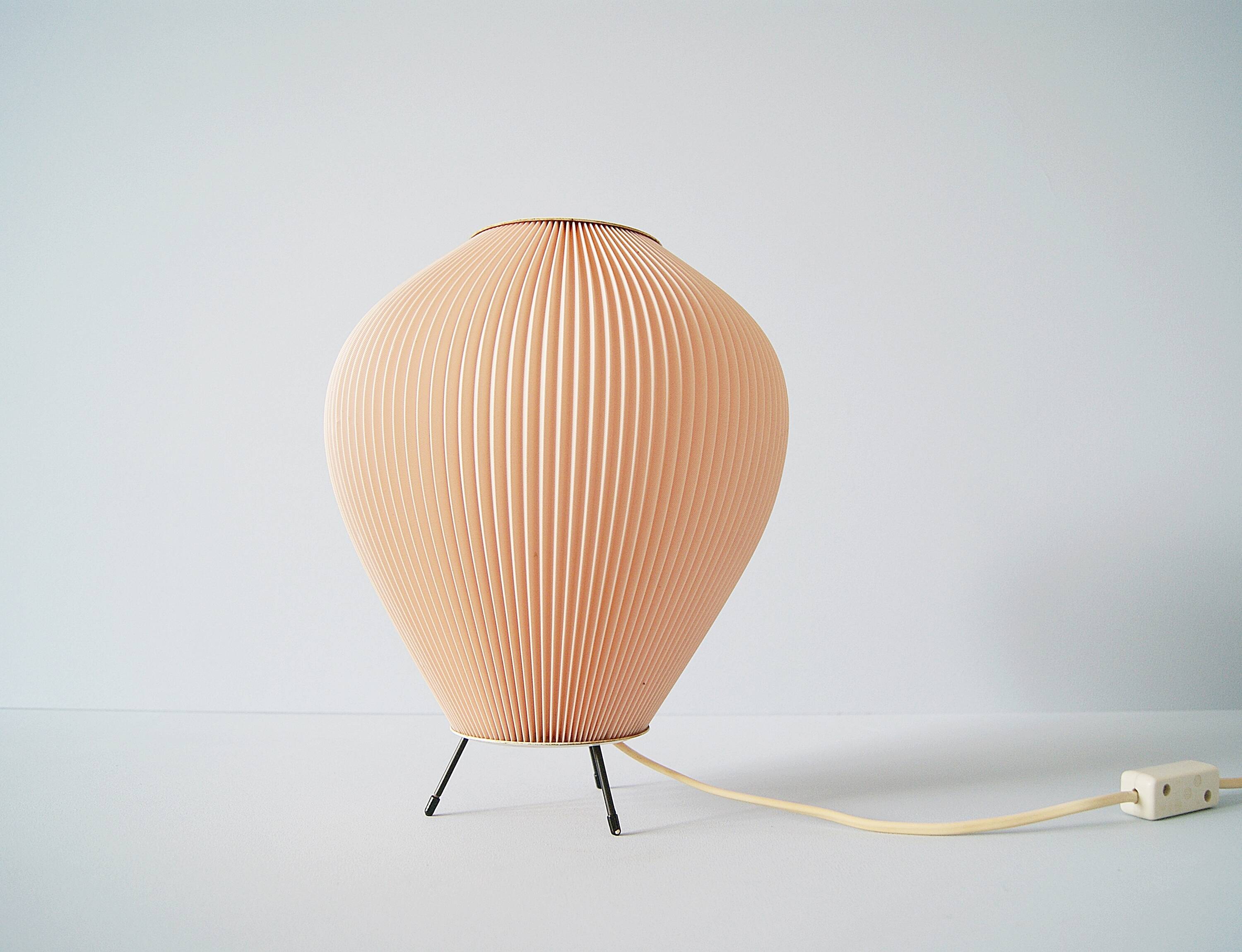 Cocoon lamp with pink pleated shade, 50's lighting