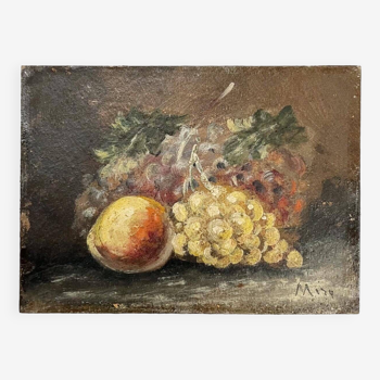 still life with grapes and peach