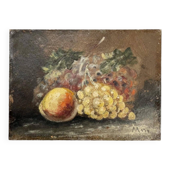 still life with grapes and peach