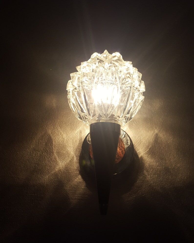 Vintage teak wall lamp from the 60s with chrome