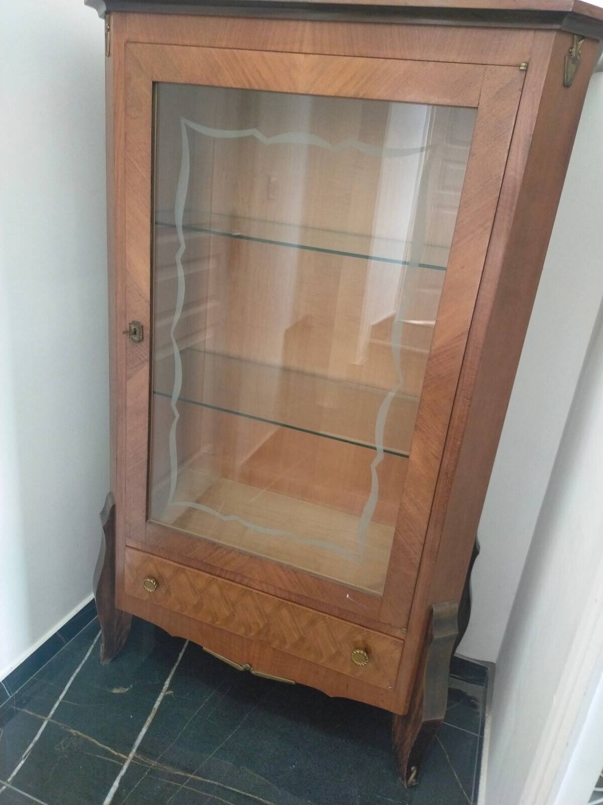 Vitrine vintage en placage de palissandre