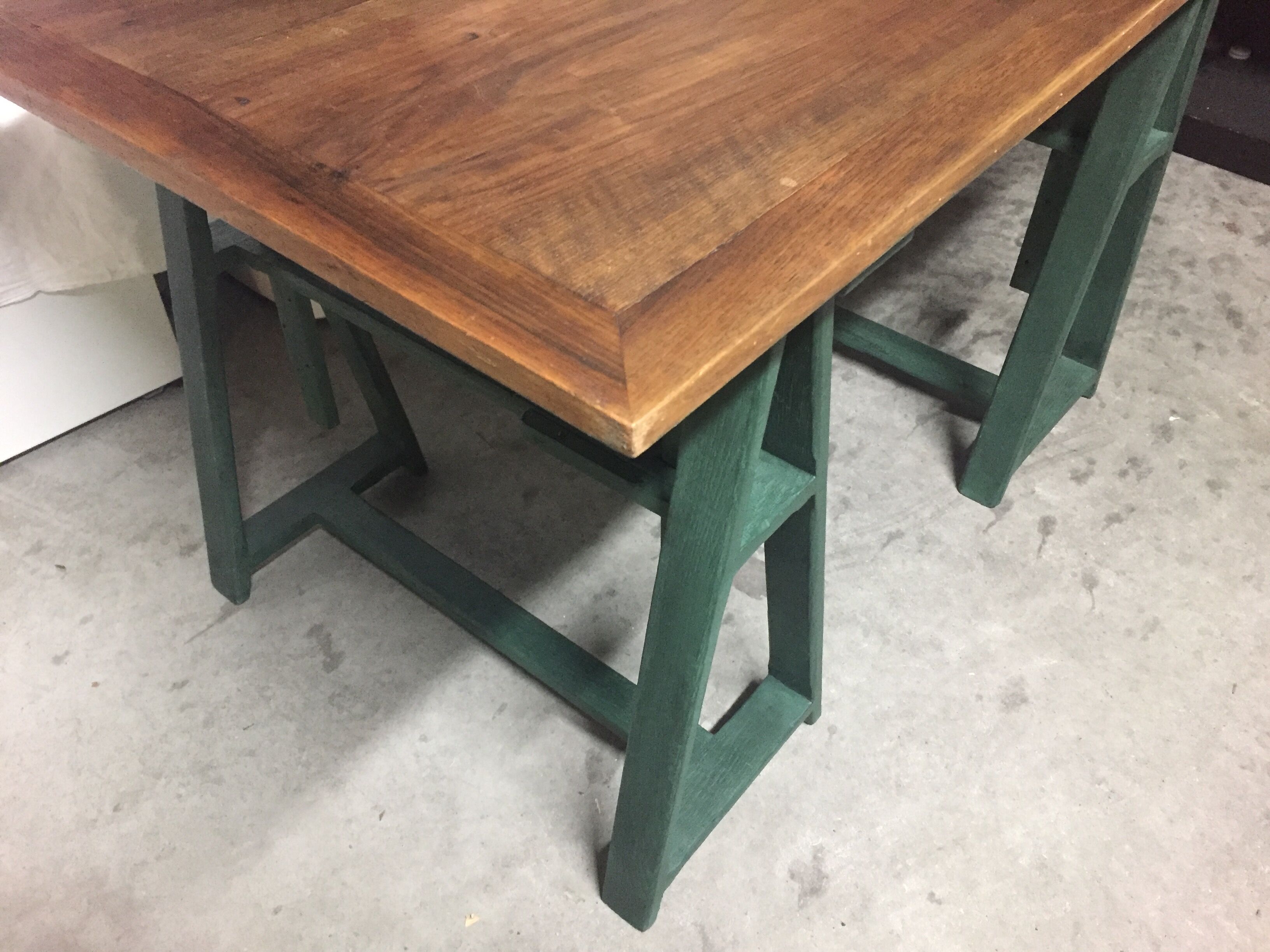 Old desk on trestles