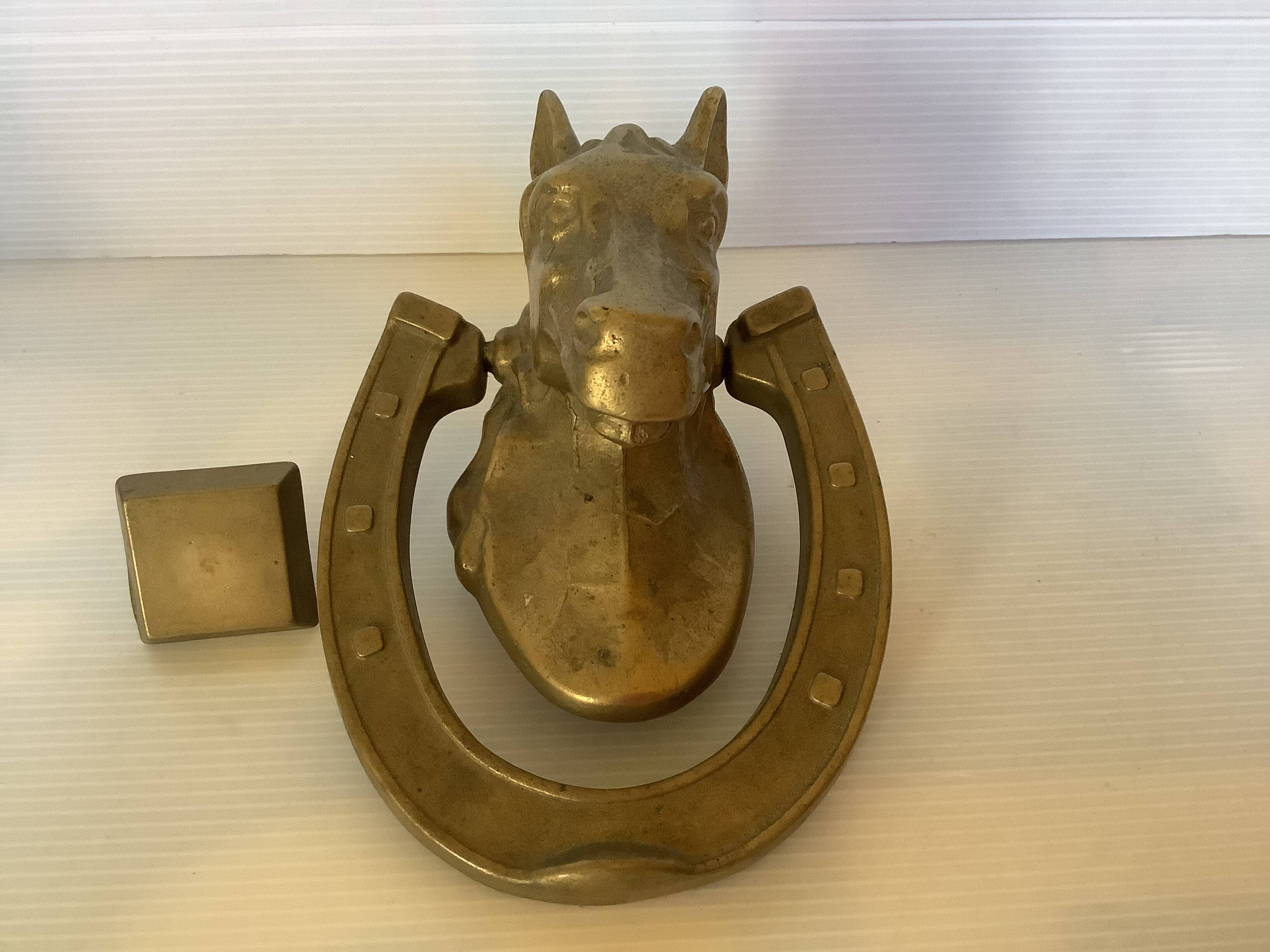 Brass horse door knocker