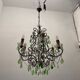 Lustre en cristal macaroni vert, années 1950