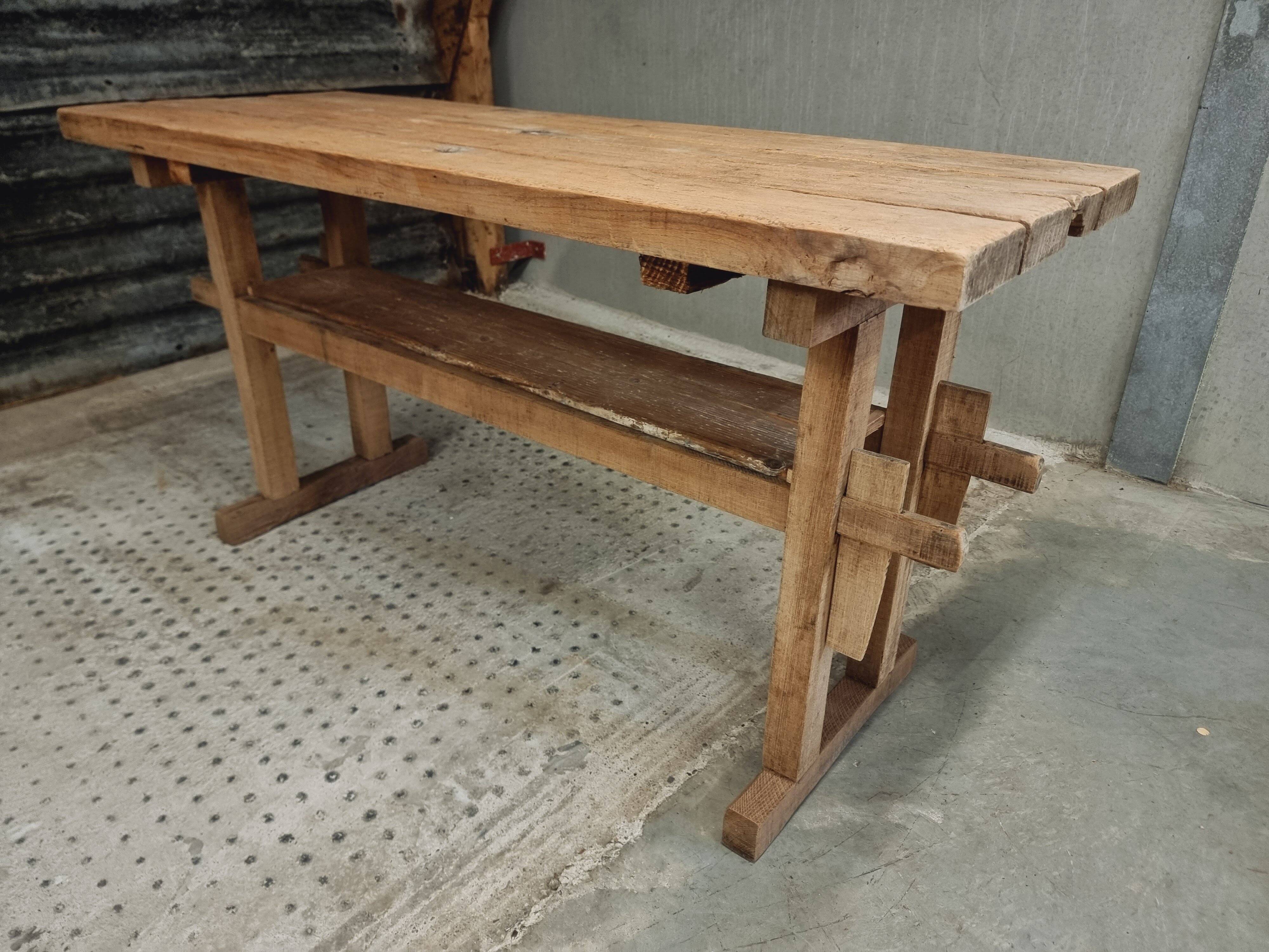 Old workbench side table bathroom furniture oak/beech 60x160cm