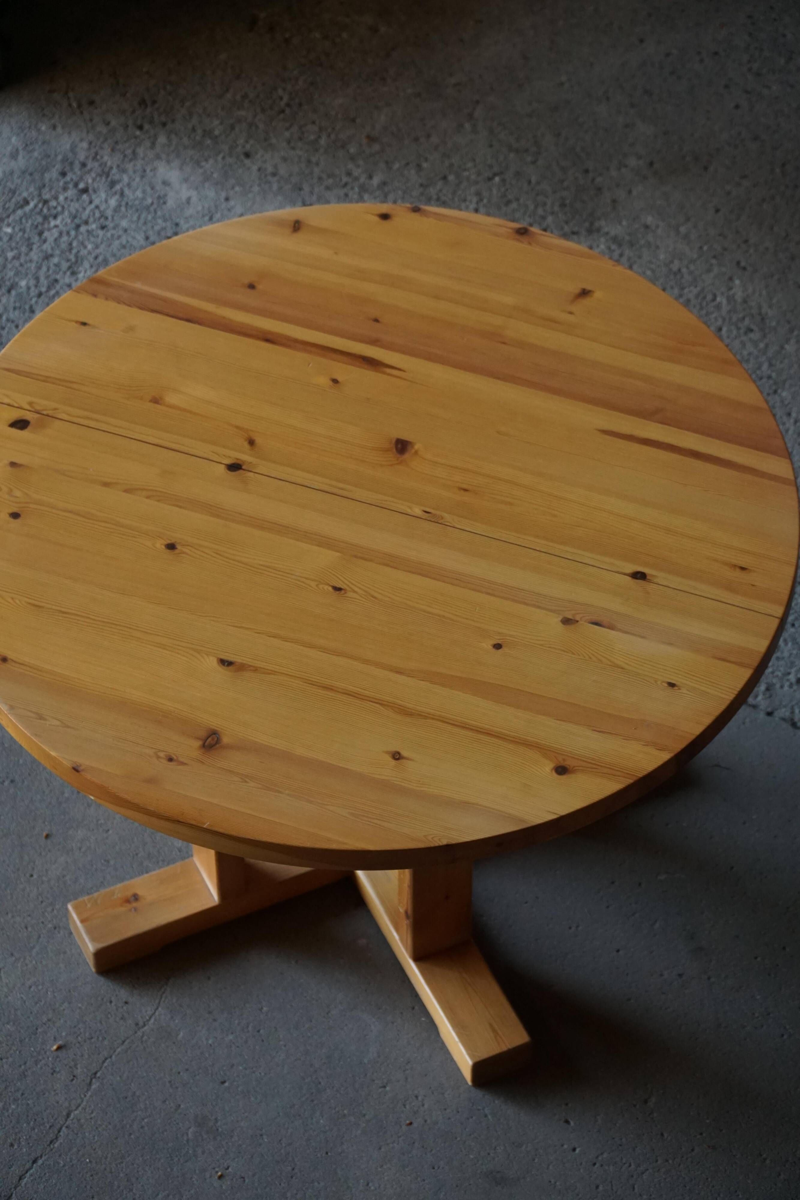 Table de salle à manger moderne danoise en pin avec rallonges, Danemark, années 1970