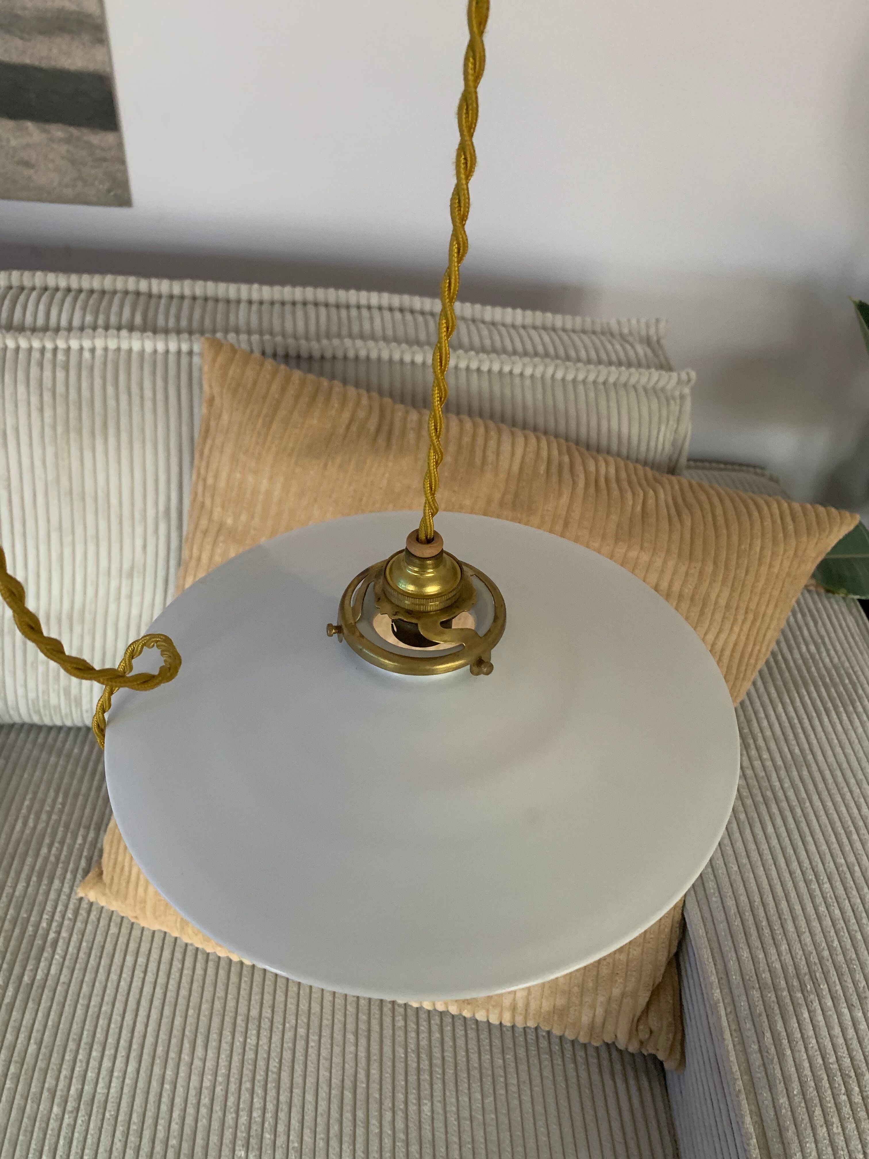 Vintage white opaline pendant lamp