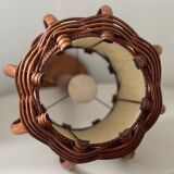 Turned wood lamp.