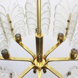 1 of 3 Stunning chandelier by Carl Fagerlund, Murano glass leaves, 1960s