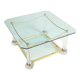 Table basse Hollywood Regency vintage en laiton & verre 1970s