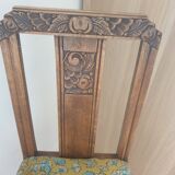 Chaise vintage en bois sculpté dessin fleurs
