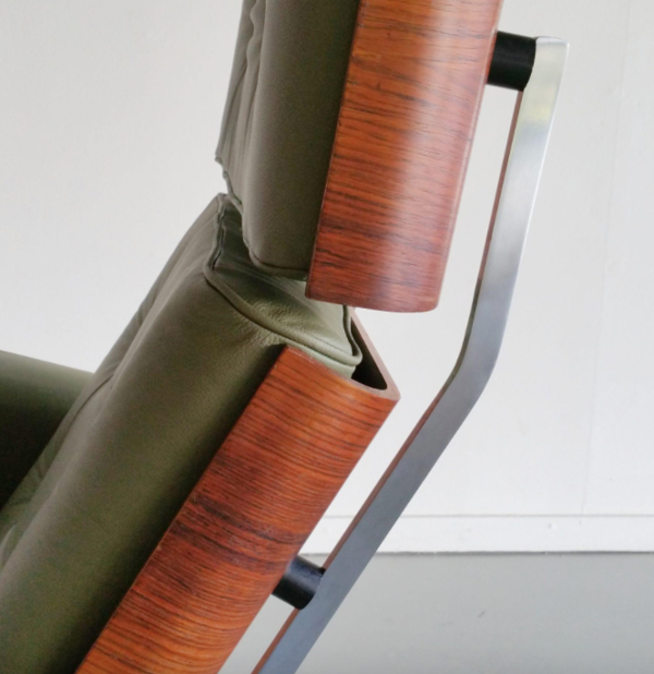 fauteuil Pivotant En cuir Vert 1960