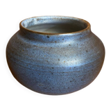 Vintage Blue-Brown Ceramic Ball Vase, Made in France