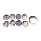 Set of 8 dessert plates and a pie dish