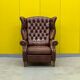 Fauteuil inclinable chesterfield vintage fait main marron