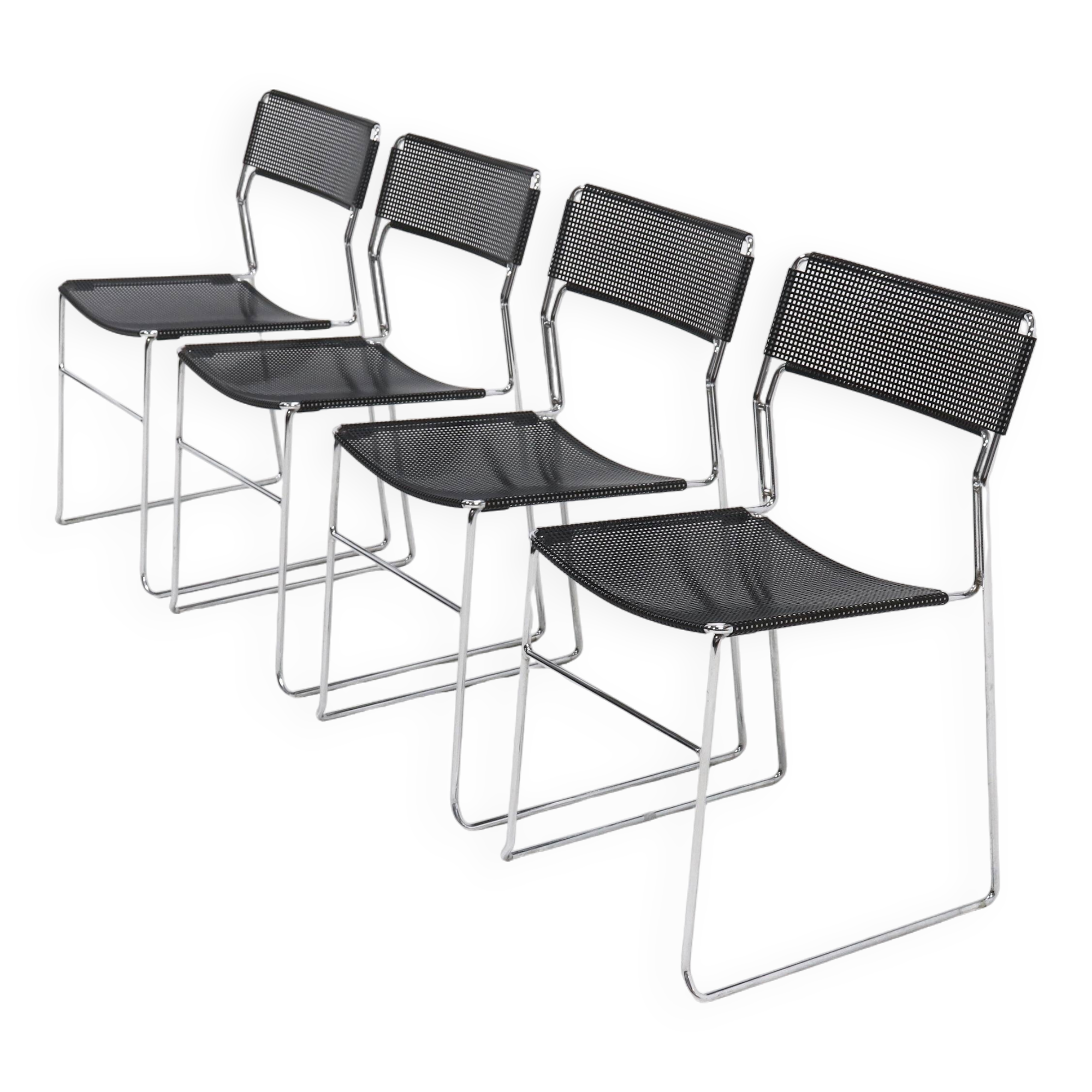 Set of 4 "Sultana" stacking dining chairs by Arrben Italy, 1980s