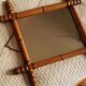 Vintage mirror turned bamboo wood chain years 30/50 - 40x46cm