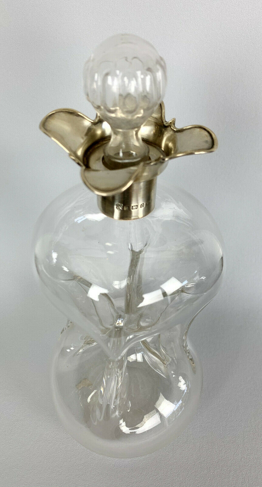 Blown glass carafe and silver frame