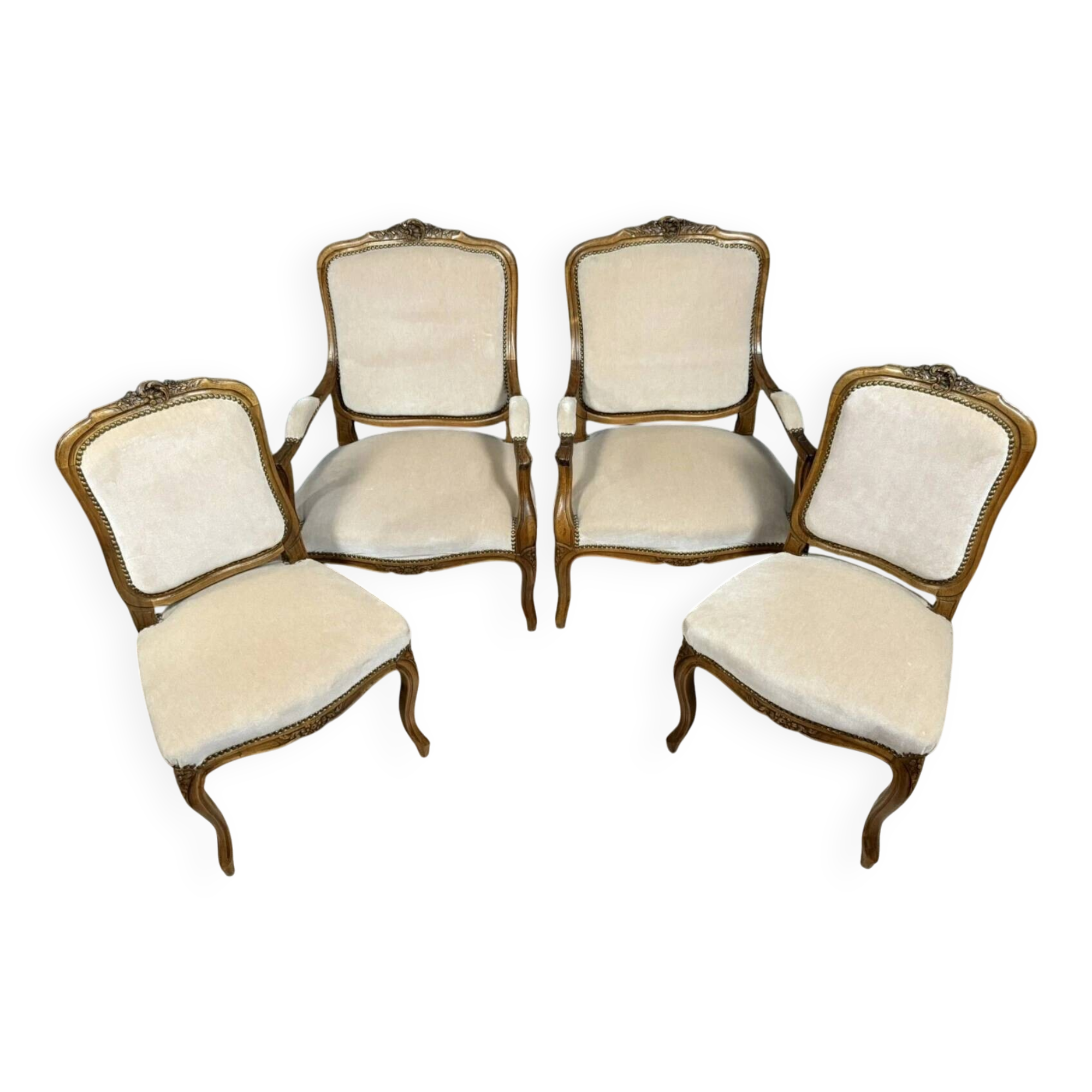 Set of Louis XV style seats in molded and carved wood circa 1900