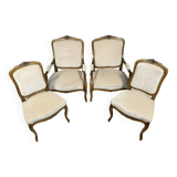Set of Louis XV style seats in molded and carved wood circa 1900