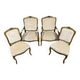 Set of Louis XV style seats in molded and carved wood circa 1900