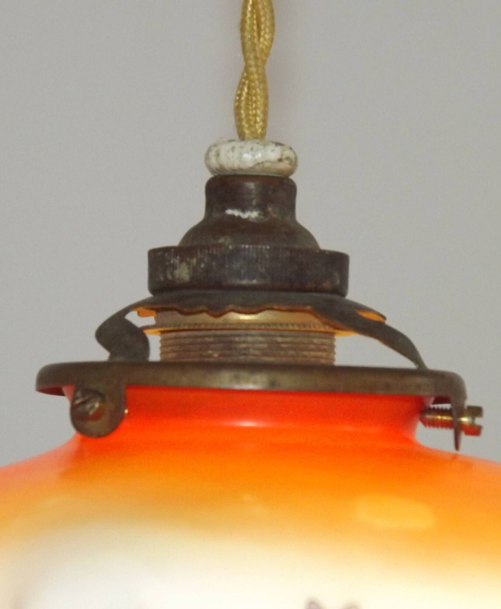 Rare French Art Deco Pendant Light | Illustrated Dog Countryside Shade