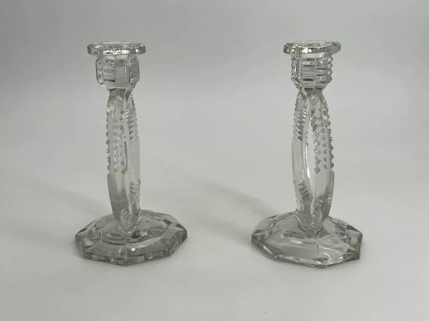 Pair of antique crystal candlesticks