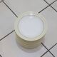 White and yellow porcelain dinner service with gold edging, Poral Limoges France