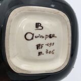 Enamelled earthenware catchall HB Quimper -  beaded, signed and numbered décor - 1960s