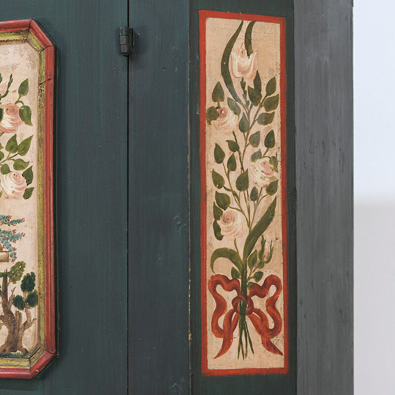 Rustic Farmhouse Folk Art Painted Bridal Cabinet