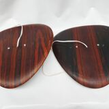 Reggiani, pair of vintage sconces opaline blanche palissandre, 1950, italy