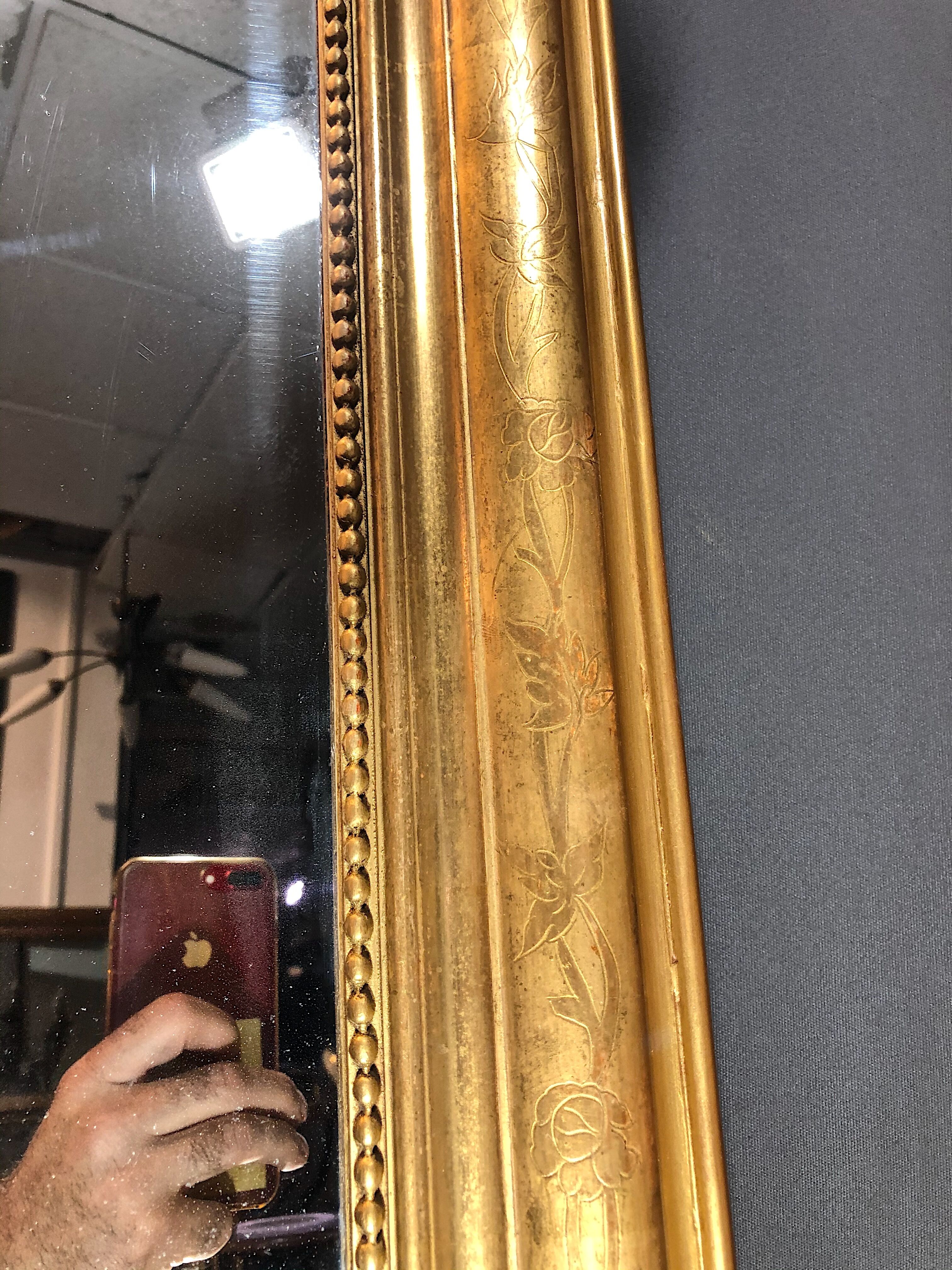 Old mirror 133x100cm gilded with gold leaf