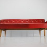 1970s Red Leatherette Sofa ,Czechoslovakia