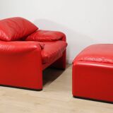 Maralunga armchair and ottoman by Vico Magistretti for Cassina