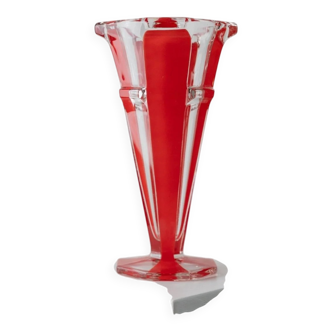 Large vintage Murano glass vase with red core - Art Deco Italian 1970s, elegant flower vase
