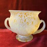 Speckled glass cup signed