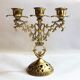 Pair of candlesticks 3 branches golden brass